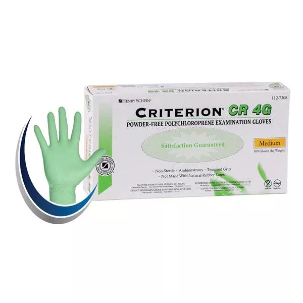 Henry ScheinGloves Chlrprn Criterion CR4G LF PF Medium NS Artic Lime 100/Bx, 10 BX/CA (1127308)