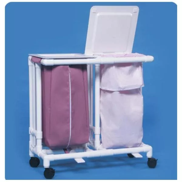 Innovative Prods Unlimited Hamper Linen Chrome Plated Steel Double 18x37x34-3/4" White Ea