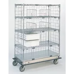 Intermetro Industries Exchange Cart Super Adjustable Chrome 24 X 48 X 72 Inch 4 Wire Shelves, One Solid Shelf, Chrome Plated - M-876293-4627 | Each