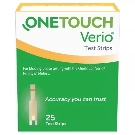 LifeScan Blood Glucose Test Strips OneTouch Verio 25 Strips per Box Our smallest sample size ever at 0.4 Microliter and fast results in just 5 seconds For OneTouch Verio Family of Meters - M-1076317-2591 | Case of 600
