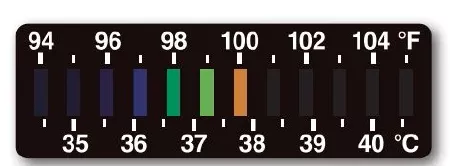 Liquid Crystal Resource Disposable Forehead Thermometer FeverScan 35 to 41 °C / 94 to 105 °F Line Indicator Display - M-1102930-1574 | Box of 100