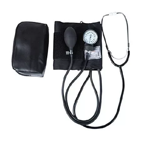 Mabis Healthcare Aneroid Sphygmomanometer Combo Kit At Home Blood Pressue Kit Size Large Nylon Cuff 22 Inch Stethoscope Tube Nurse Style Stethoscope - M-935292-3184 | Each