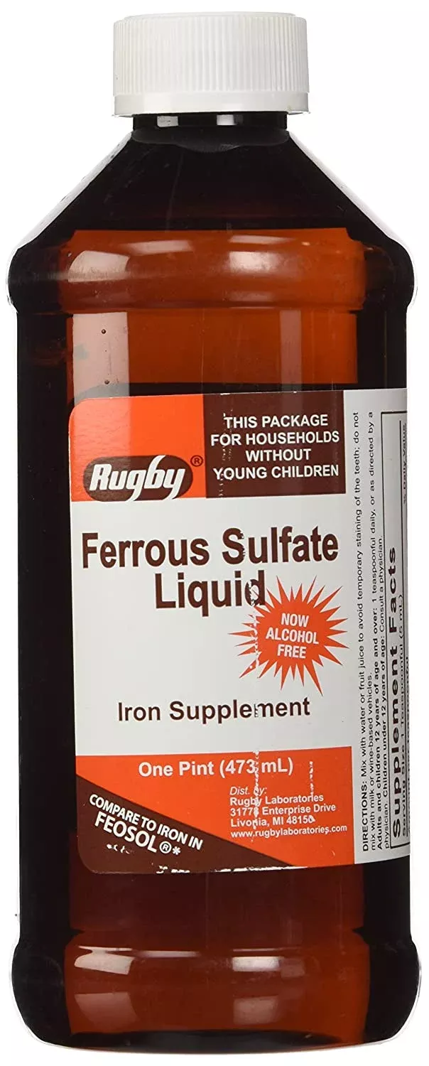 Major-Rugby Pharmaceuticals Iron Supplement Ferrous Sulfate Elixir 220/5mL 16oz/Bt