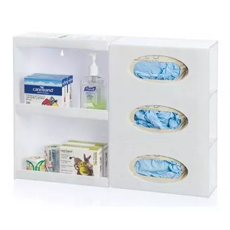 Market Lab Inc Glove Box Holder Wall Mounted 3-Box Capacity White 22 W X 4-1/2 D X 16 H Inch Acrylic - M-1084159-2532 | Box of 1