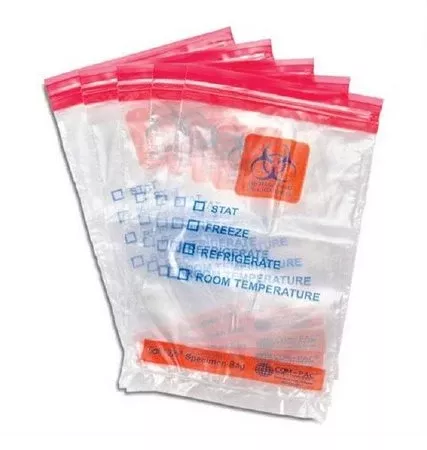 Market Lab Inc Specimen Transport Bag with Document Pouch 6 X 10 Inch Plastic Zip Closure STAT / Biohazard Symbol / Storage Instructions NonSterile - M-874760-1218 | Box of 100