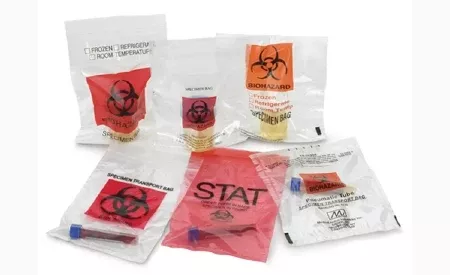Medegen Medical Products LLC Specimen Transport Bag with Document Pouch Lab Guard 12 X 15 Inch Polyethylene Zip Closure STAT / Biohazard Symbol / Storage Instructions NonSterile - M-421451-4627 | Case of 500