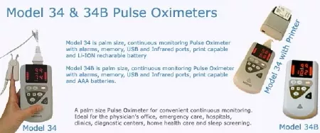 Mediaid Inc Handheld Pulse Oximeter Model 34 Series Battery Operated Audible and Visible Alarm - M-949691-4153 | Each