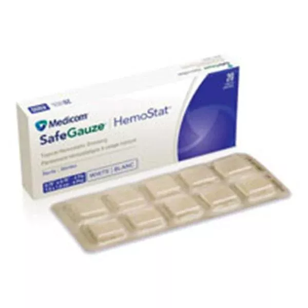 Medicom Dressing Topical SafeGauze HemoStat 3/4x3/4" Cellulose Strl 20/Bx