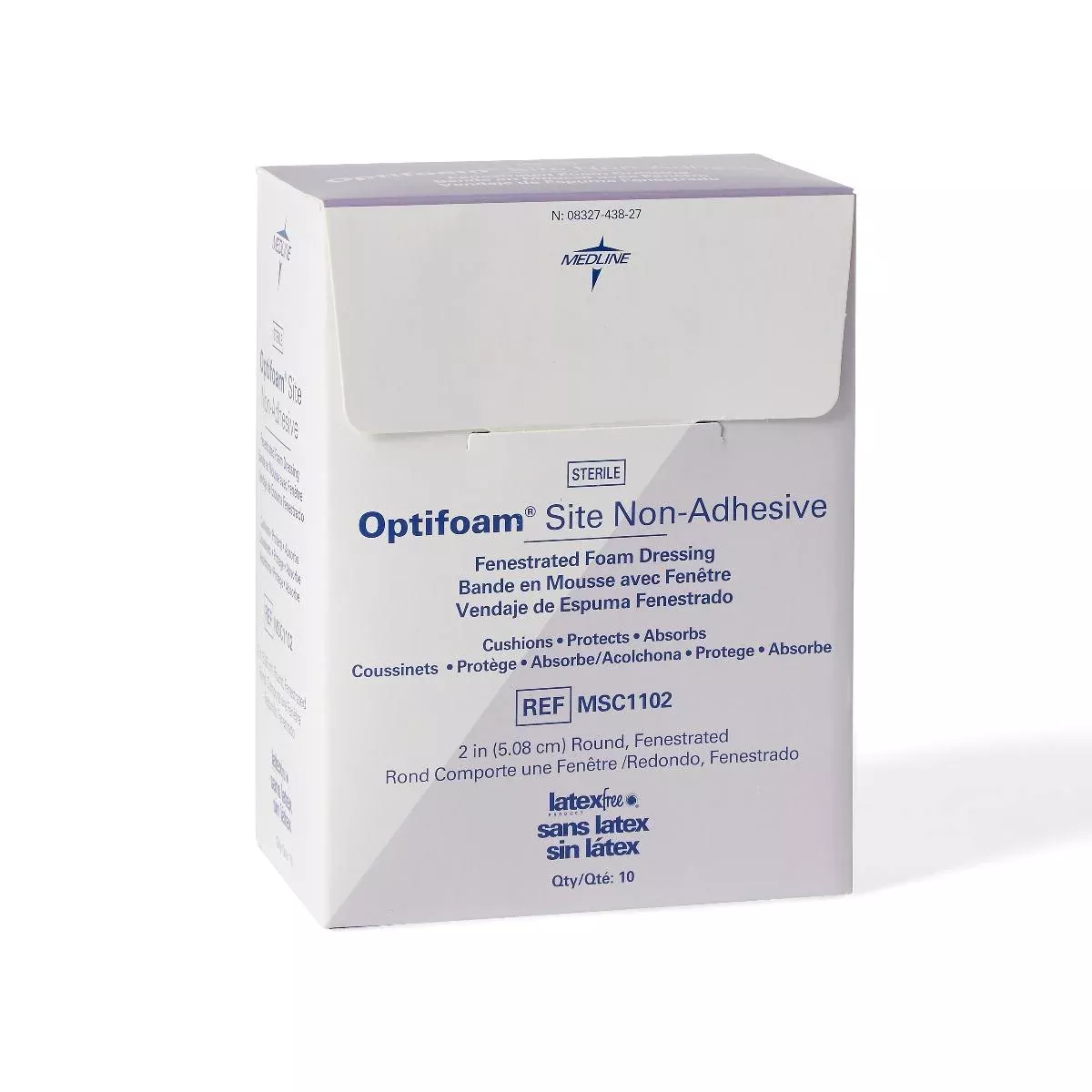Medline IndustriesDressing Wound Optifoam Site Fm 4" Strl LF Adhesive Low Adhere Ea, 120 EA/CA (MSC1104)