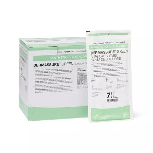 Medline IndustriesGloves Surgical Drmsr PF Polychloroprene LF 7.5 Strl DkGrn 200/Ca