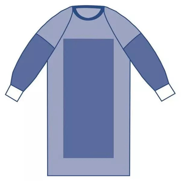 Medline IndustriesGown Surgical Aurora XL Blue Poly Rnfrc AAMI L4 Strl LF 30/Ca