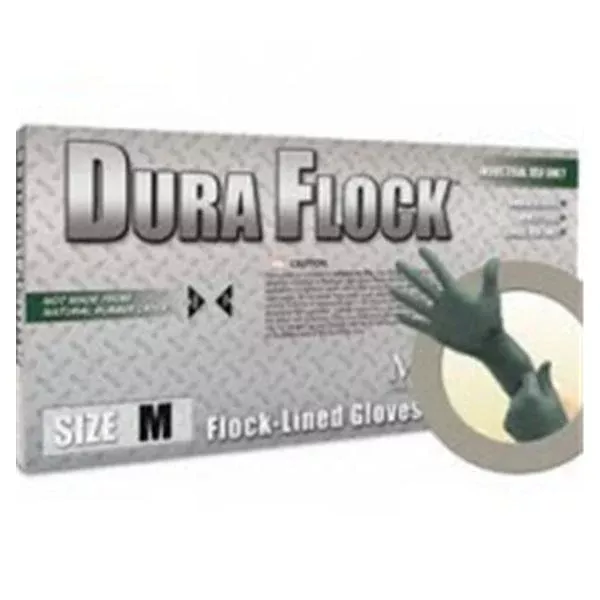 MicroflexGloves Dura Flock Nitrile Latex-Free 10.6 in Lg Dark Green 500/Ca