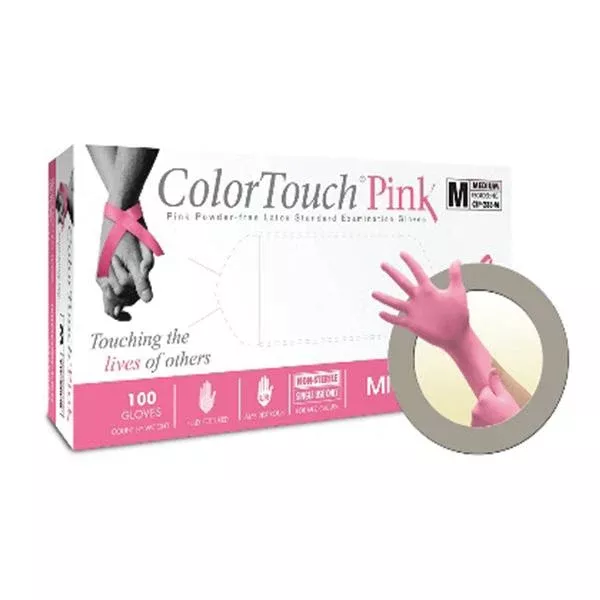 MicroflexGloves Exam ColorTouch Powder-Free Latex 9.5 in XS Pink 100/Bx, 10 BX/CA (CTP-233-XS)