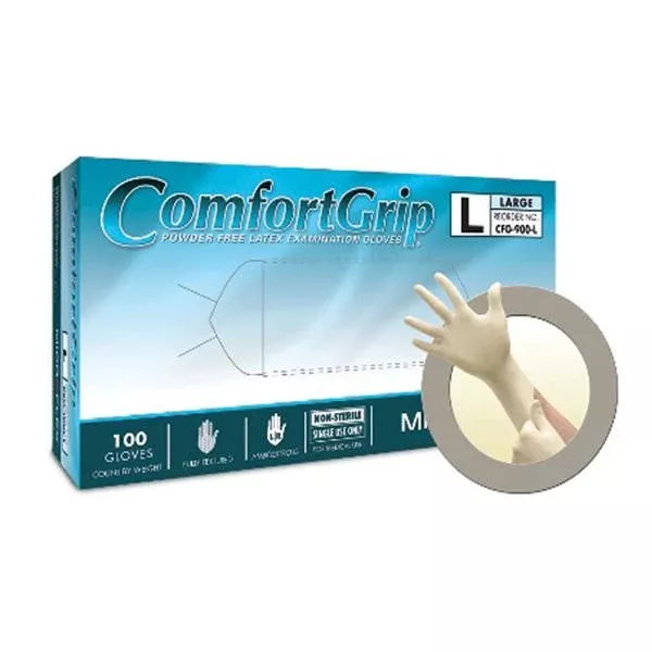 MicroflexGloves Exam ComfortGrip PF Latex 9.5 in Sm Natural 100/Bx, 10 BX/CA (CFG-900-S)