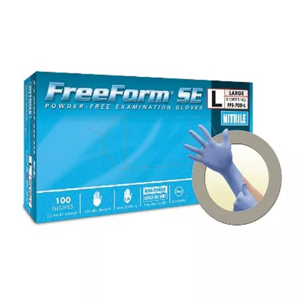 MicroflexGloves Exam FreeForm SE PF Nitrile LF 9.5 in Lg Blue 100/Bx, 10 BX/CA (FFS-700-L)