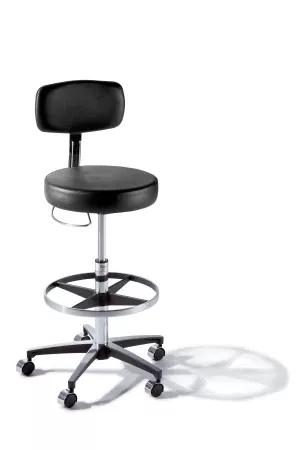Midmark Air Lift Stool Ritter 277 Classic Series Backrest Air Lift, Pneumatic Height Adjustment, Hand Controlled, 8 Inch Hand Ring 5 Casters Obsidian - M-1092216-4591 | Each