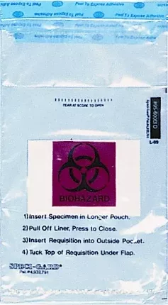 Minigrip Specimen Transport Bag with Document Pouch and Absorbent Pad Speci-Gard 6 X 10 Inch Polyethylene Adhesive Closure Biohazard Symbol / Storage Instructions / Instructions for Use NonSterile - M-726181-4301 | Case of 1000