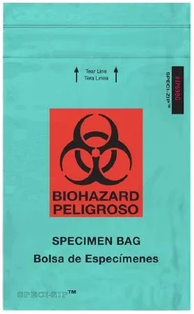 Minigrip Specimen Transport Bag with Document Pouch Speci-Zip 6 X 9 Inch Polyethylene Zip Closure Biohazard Symbol NonSterile - M-762461-3126 | Case of 1000