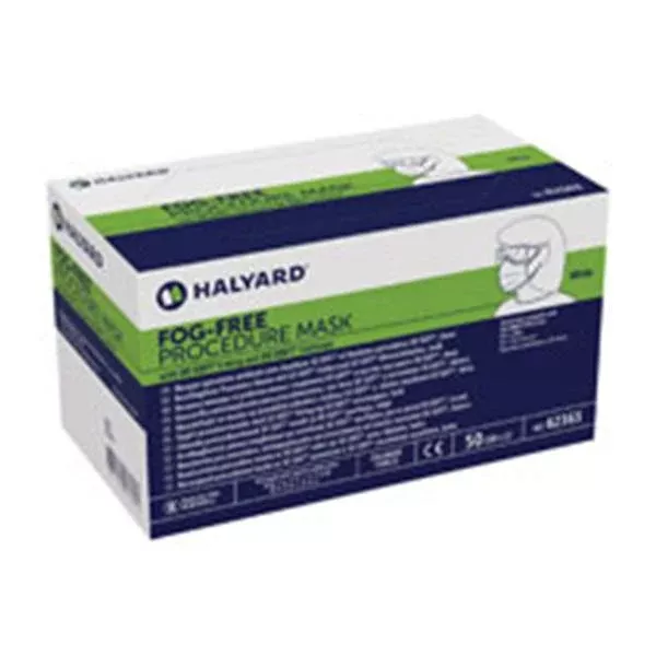 O & M Halyard Face Mask Earloop Procedural Fog-Free Strip White 50/Bx, 10 BX/CA (62363)