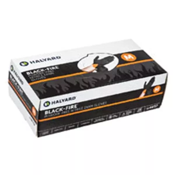O & M Halyard Gloves Exam Black-Fire PF Nitrile LF Lg Black / Orange 150/Bx, 10 BX/CA (44758)