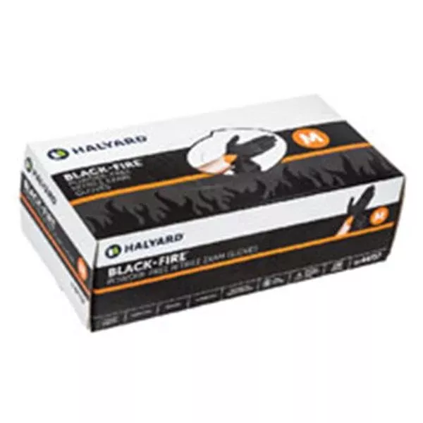 O & M Halyard Gloves Exam Black-Fire PF Nitrile LF XL Black / Orange 140/Bx, 10 BX/CA (44759)