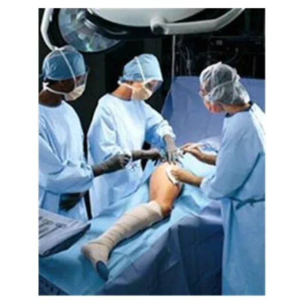 O & M Halyard Gown Surgical Ultrazone Large Blue Plastic Reinforced Strl 32/Ca