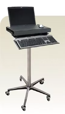 Omnimed Security Laptop Stand 35 - 45 Inch Work Surface, 3 Inch Rubber Casters, 5 Leg Base, Dual Locking - M-572170-3646 | Each