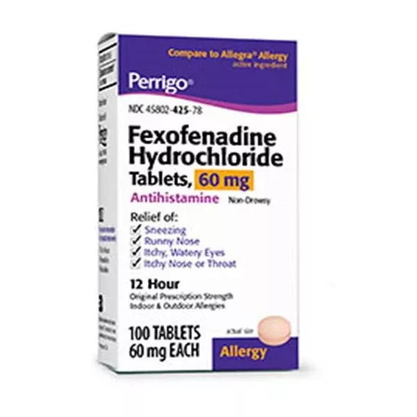 Perrigo Pharmaceuticals Fexofenadine Allergy Tablets 60mg 100/Bt