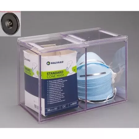 Poltex Inc Double Cone Mask Dispenser Magnetic Mount 2-Compartment Clear 5-1/2 X 5-1/2 X 7 Inch PETG Plastic - M-1161877-2048 | Each