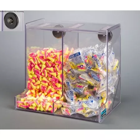 Poltex Inc Double Earplug Dispenser Magnetic Mount 2-Compartment Clear 5.6 X 11.2 X 12-1/2 Inch PETG Plastic - M-1161886-4244 | Each