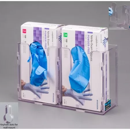 Poltex Inc Glove Box Holder Wall Mounted 2-Box Capacity Clear 10-1/2 W X 3-1/4 D X 10 H Inch PETG Plastic - M-1156988-1421 | Each