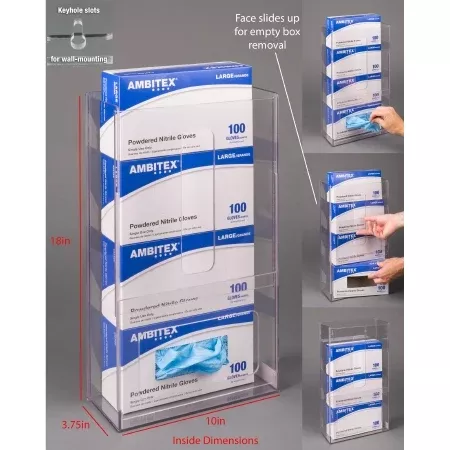 Poltex Inc HOLDER, GLOVE VISUAL MGMT WALLMOUNT 4BOX - M-1187534-2445 | Each
