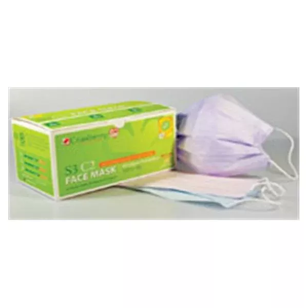 Pro2 Solutions Face Mask Earloop Cranberry S3 C2 Fld Rstnt Blu Cucumber 50/Bx, 8 BX/CA (S3070(B))