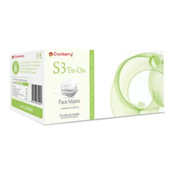 Pro2 Solutions Face Mask Tie On Cranberry S3 White 50/Bx, 8 BX/CA (S3050W)