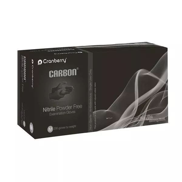 Pro2 Solutions Gloves Exam Carbon Powder-Free Nitrile Latex-Free Md Black 200/Bx, 10 BX/CA (CR3237)
