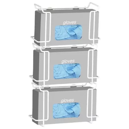 R & B Wire Products Glove Box Holder Horizontal Mounted 3-Box Capacity White 4-1/4 X 10-1/2 X 20-1/4 Inch Powder-Coated Steel - M-1048896-4743 | Pack of 4