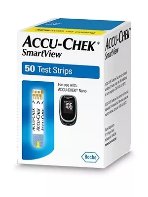 Roche Diabetes Care Blood Glucose Test Strips Accu-Chek SmartView 100 Strips per Box Tiny 0.6 microliter drop For Accu-Chek Control Solutions , Accu-Chek Nano & Nano Designer Edition - M-825552-3584 | Case of 24