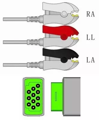 Sage Services Group ECG One Piece Cable Sage Services 11-Pin Connector Monitor Side, 3 Lead, Grabber, 3.0m - M-796644-1159 | Each