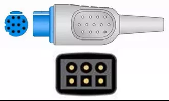 Sage Services Group ECG Trunk Cable Sage Services 10-Pin Connector Monitor Side, 3 Lead, 3.0m - M-796699-2938 | Each