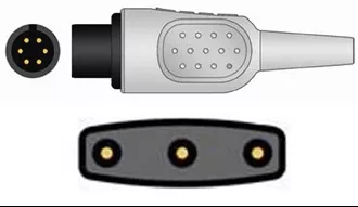 Sage Services Group ECG Trunk Cable Sage Services 6-Pin Connector Monitor Side, 3/5-Lead Shielded, 3.0 m - M-796771-4428 | Each