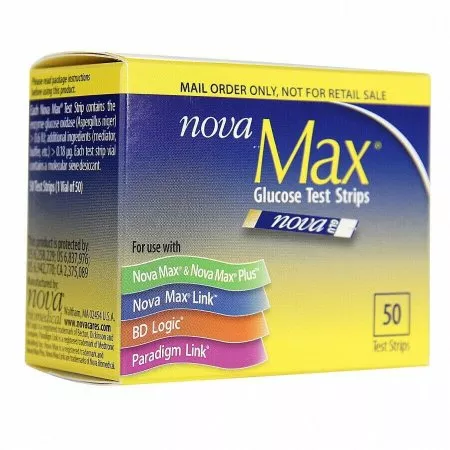 Sanvita Inc Blood Glucose Test Strips Nova Max 50 Strips per Box For Nova Max Meter - M-1013312-3289 | Case of 900