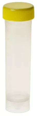 Simport Scientific Storage and Transport Tube Conical Bottom, Skirted Plain 30 X 115 mm 50 mL Yellow Screw Cap Polypropylene Tube - M-1035069-4406 | Case of 500