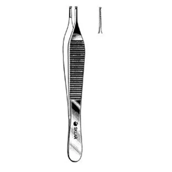 Sklar Instruments Forcep Tissue Adson 4-3/4" Serrated Straight 1x2 Teeth SS Ea