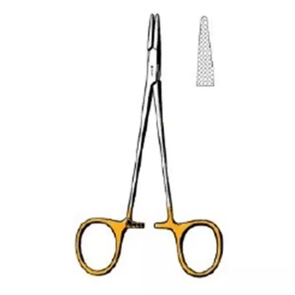 Sklar Instruments Holder Needle Halsey 5-1/4" Serrated Jaw Straight SS/TC Ea