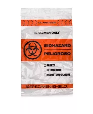 StatLab Medical Products Specimen Transport Bag With Document Pouch 12 X 15 Inch Plastic Zip Closure Biohazard Symbol / Storage Instructions NonSterile - M-1109311-4494 | Case of 500