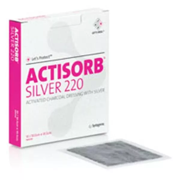 Systagenix Wound Management Dressing Wound Actisorb AG 220 Act Chrcl 4-1/8x4-1/8" 50/Bx