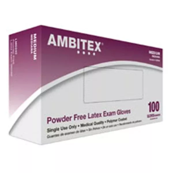 Tradex International Gloves Exam Ambitex PC Powder-Free Latex Medium Cream 100/Bx, 10 BX/CA (LMD240)