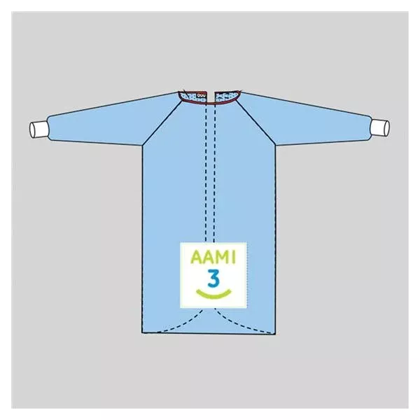 WelmedGown Surgical 2XL Blue Fly Poly Rnfrc AAMI Level 3 Strl LF 24/Ca