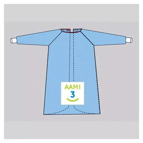 WelmedGown Surgical 2XL/X-Long Blue Fly Poly Rnfrc AAMI L3 Strl LF Ea, 24 EA/CA (1231-140XXL)
