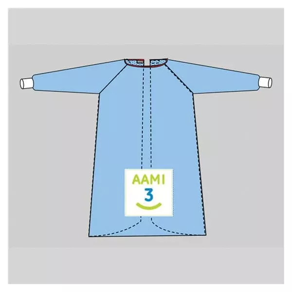 WelmedGown Surgical 3XL/X-Long Blu Fly Poly Rnfrc AAMI L3 Strl LF 20/Ca